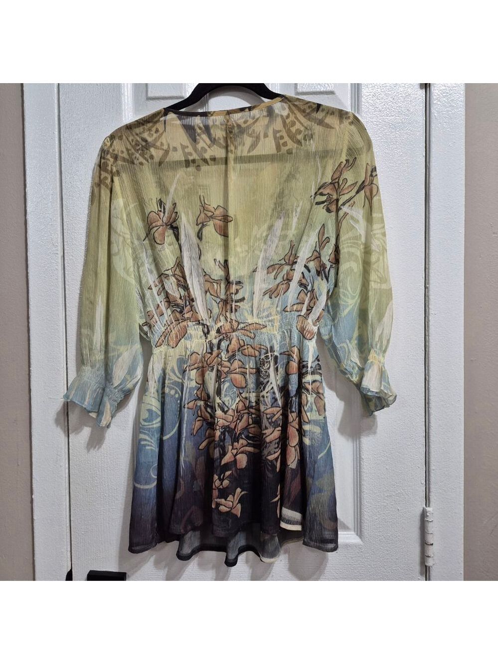 Mishka by Sienna Rose Tunic M Yellow Blue Floral - Picture 3 of 5